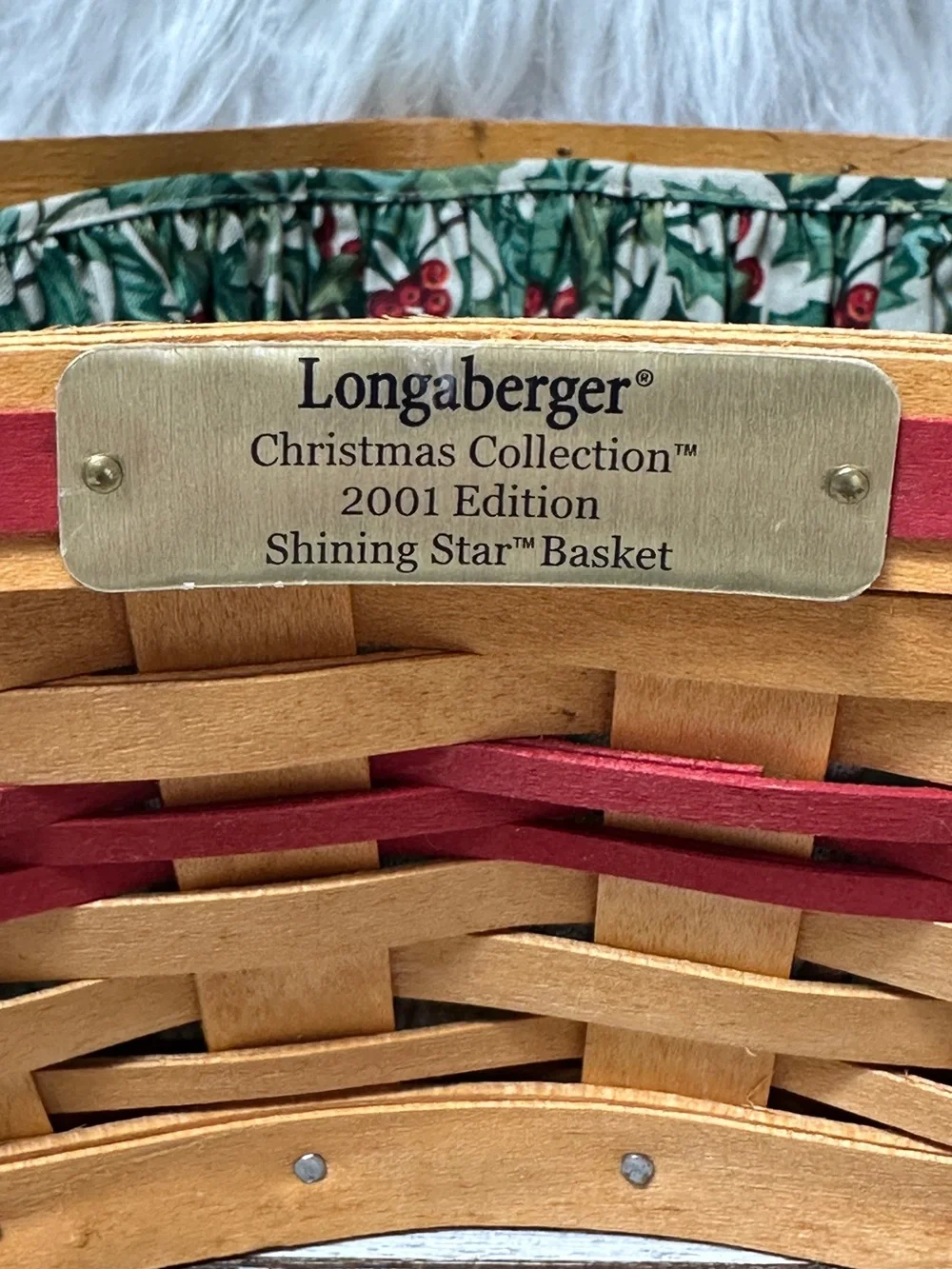 Longaberger 2001 Christmas Collection Shining Star Basket, Lid & Liner